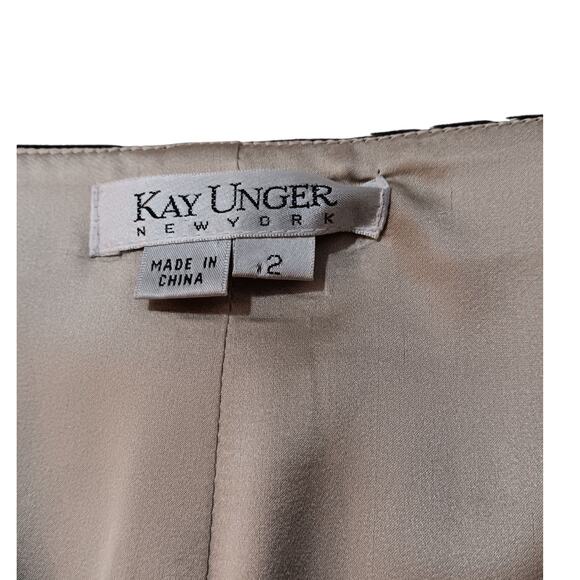 KAY UNGER New York Silk Blend Dress Size 2 Dressy Career Event Woven Belt V-Neck - Picture 5 of 12